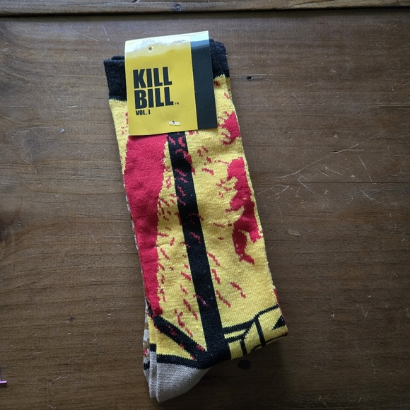 New Kill Bill Yellow and Red Socks - Picture 1 of 2